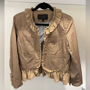 J. Crew Women's Ruffle Trim Blazer in Tan